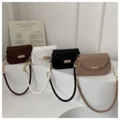 Small shoulder bag for women with button closure – lightweight PU handbag – RedBag BD
