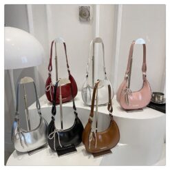 Shiny Shoulder Party Bag for Women – Zipper Closure Handbag