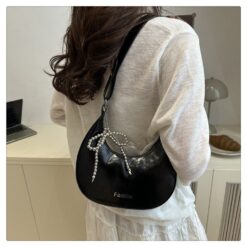 Alternative view of Shiny Shoulder Party Bag for Women – Zipper Closure Handbag