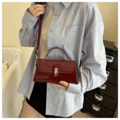 Alternative view of Glossy Shoulder Bag for Women | Small PU Handbag RDD429