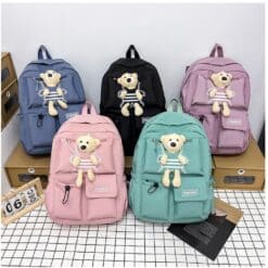 Buy large backpack for women in Bangladesh. Nylon material, multiple pockets (front, side, main, back), spacious 43x30 cm, lightweight 0.38KG. Perfect for college & travel. ✓ COD ✓ Check before receive.